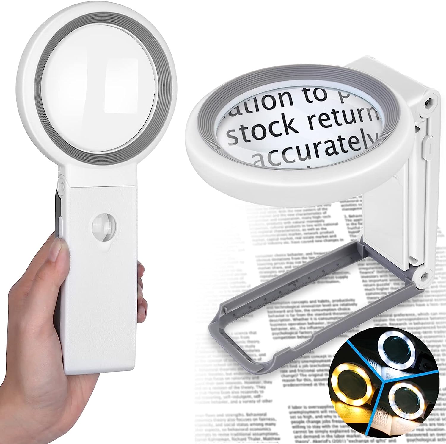 Head Mount Magnifier, Bysameyee Lighted Magnifying Headband Glass Loupe  Visor with 2 LED Light for Close Work, Jewelry Work, Watch Repair, Arts &  Crafts, Reading Aid,Lighted Magnifier